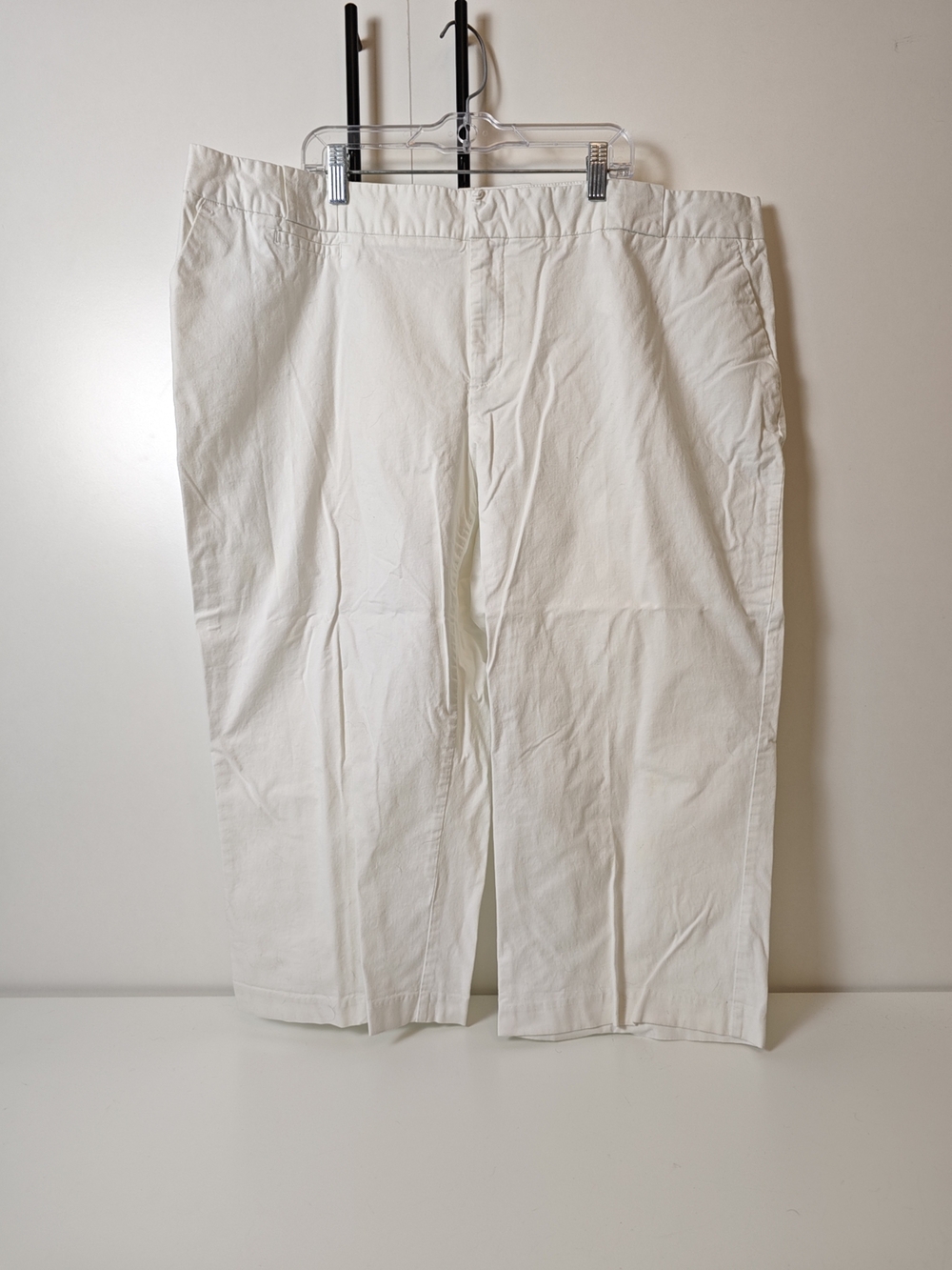 Daisy Fuentes White Cotton Capris Straight Crop Pants Plus Size 20W